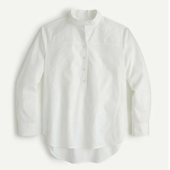 J. Crew Tops - NWT J Crew Womens Sz 6 White Band Collar Cotton Poplin Tunic Blouse Top L1849